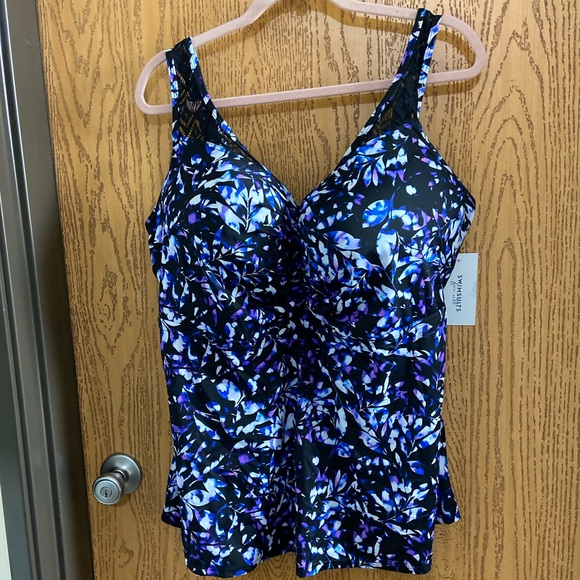 New Bra Size 36D Underwire Tankini Swimsuits For All ~ Crochet Trim ~ Like NEW - Picture 2 of 4